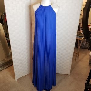 TED BAKER NWT Blue pleated swing maxi dress